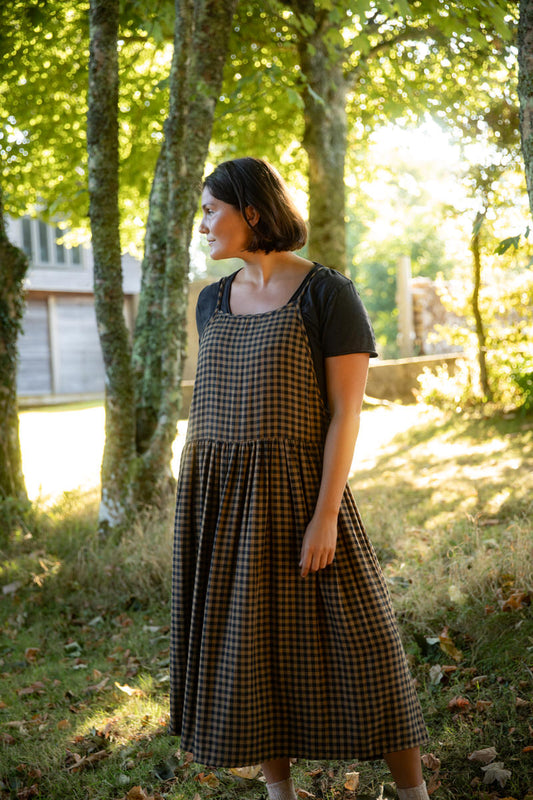 Wren Midi Dress - Chestnut Gingham