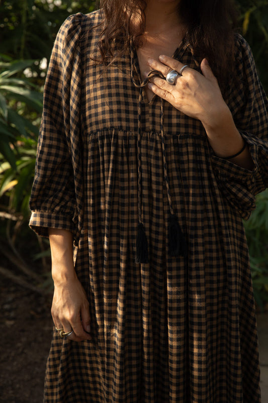 Orla Midi Dress - Chestnut Gingham