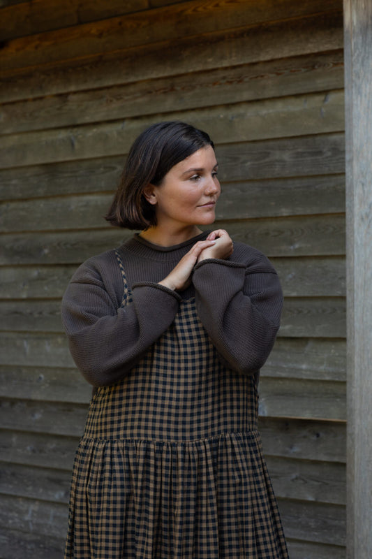 Wren Midi Dress - Chestnut Gingham