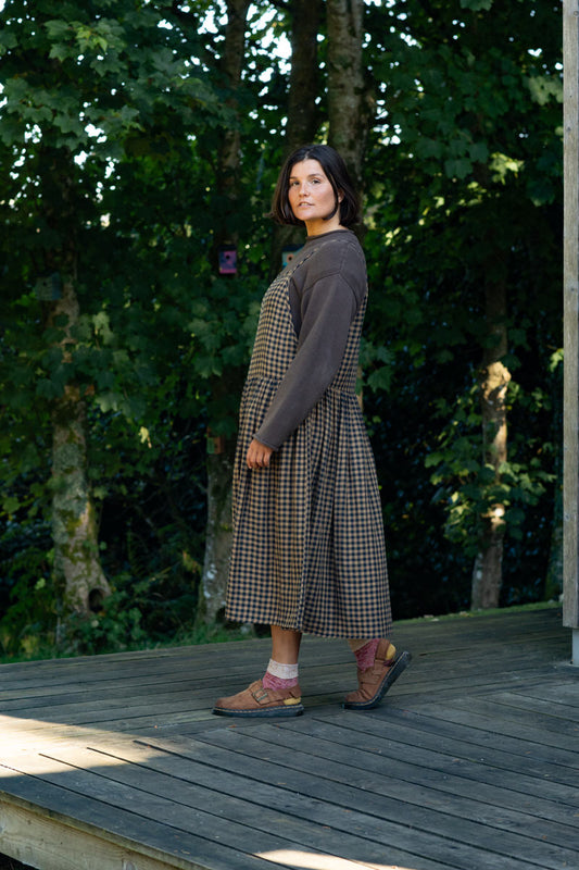Pre-order: Wren Midi Dress - Chestnut Gingham