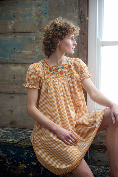 Poet Mini Dress - Marigold Gingham