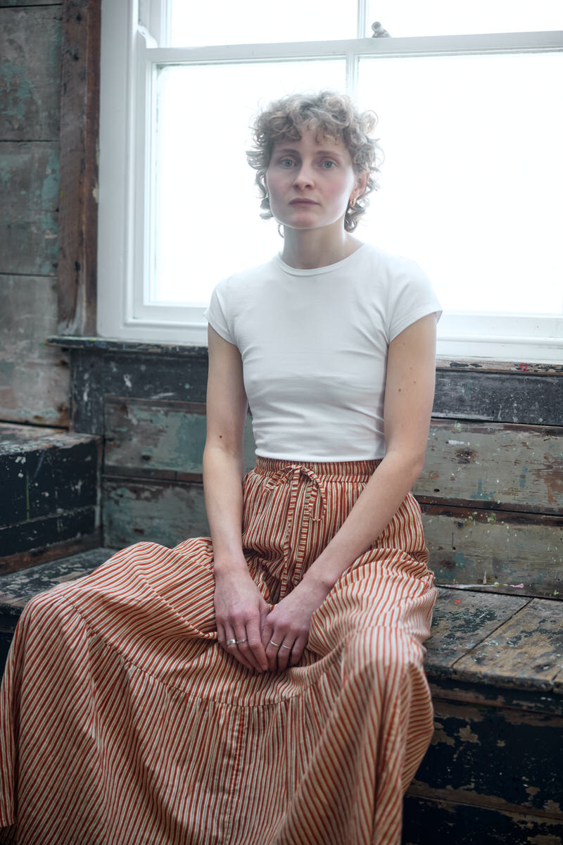 Maxi Tiered Skirt - Crimson Lines