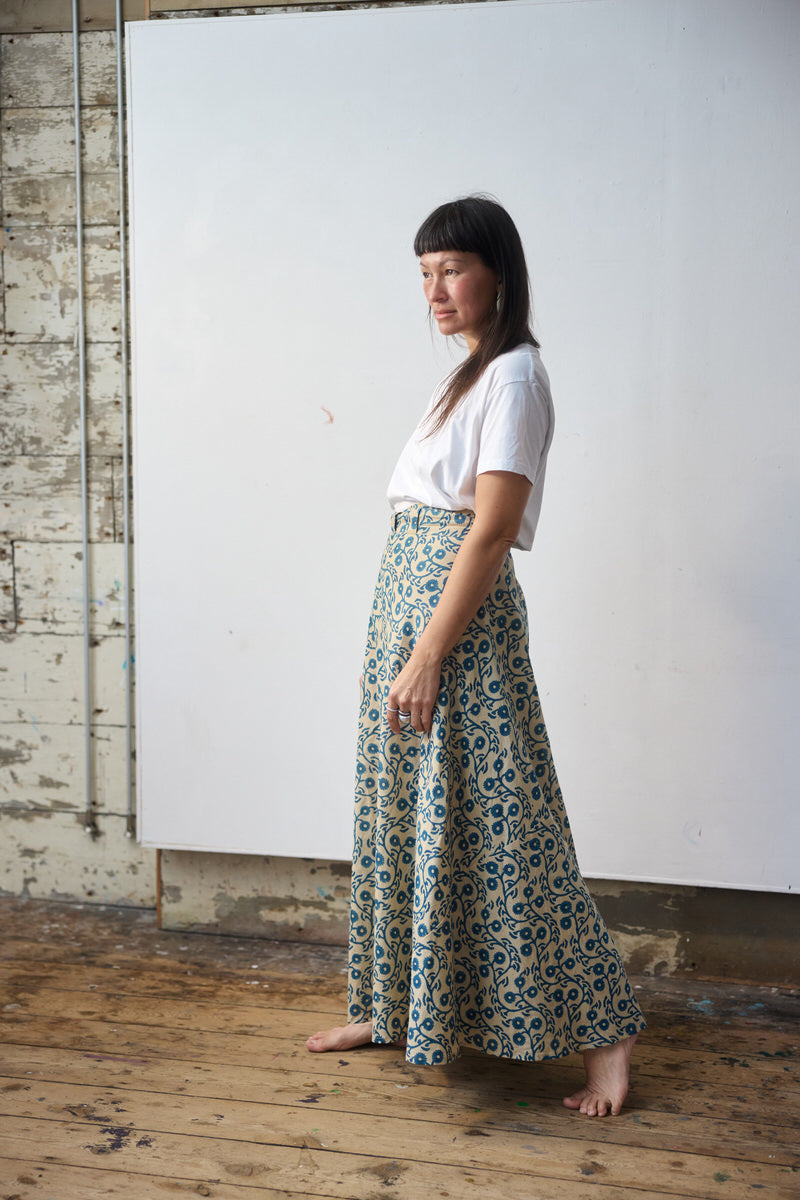 Pre-order: Maxi Wrap Skirt - Indigo Vine