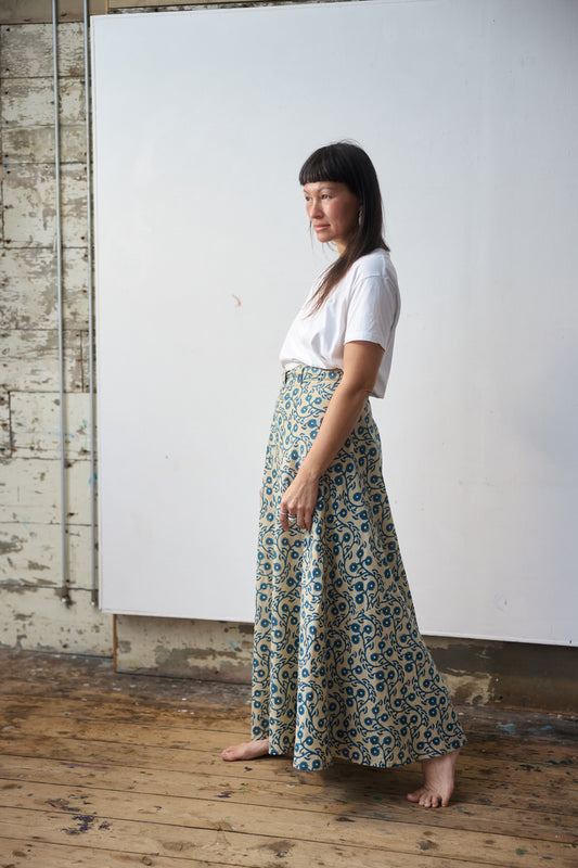 Pre-order: Maxi Wrap Skirt - Indigo Vine