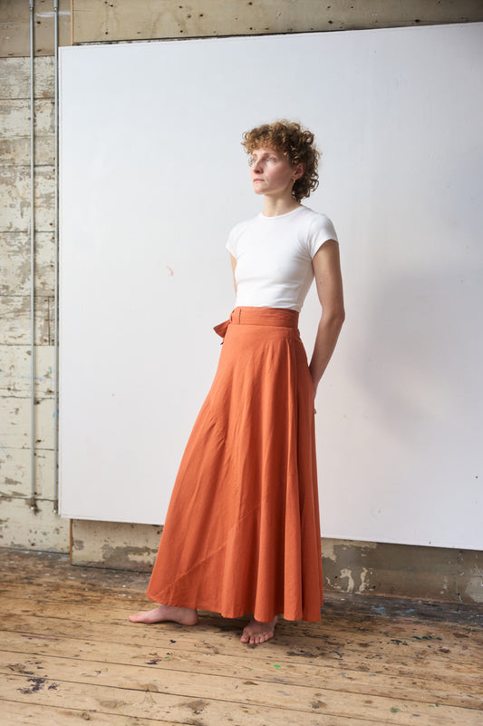 Maxi Wrap Skirt - Baked Clay