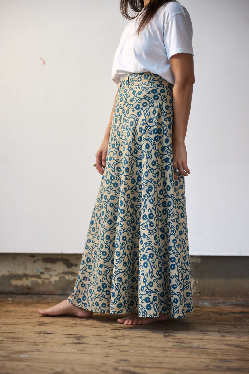 Pre-order: Maxi Wrap Skirt - Indigo Vine