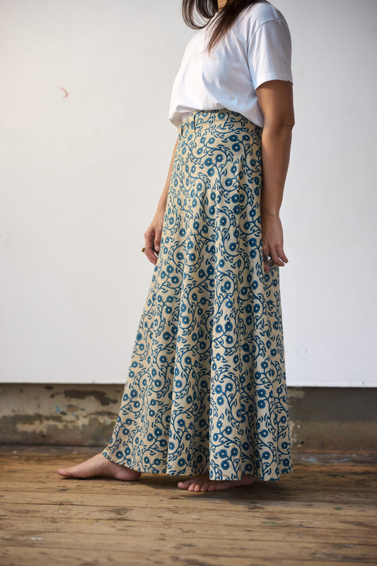 Pre-order: Maxi Wrap Skirt - Indigo Vine