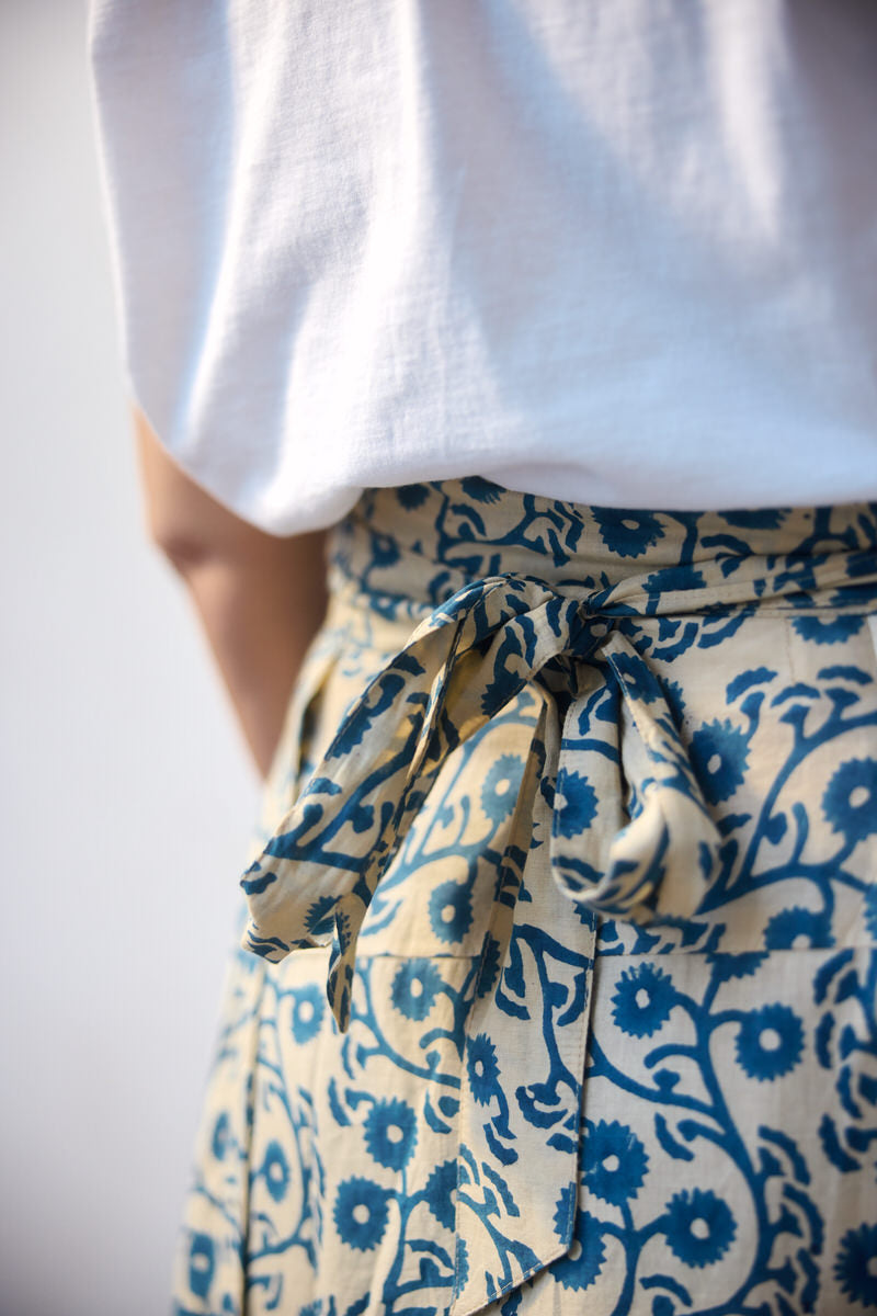 Pre-order: Maxi Wrap Skirt - Indigo Vine