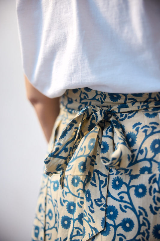 Pre-order: Maxi Wrap Skirt - Indigo Vine