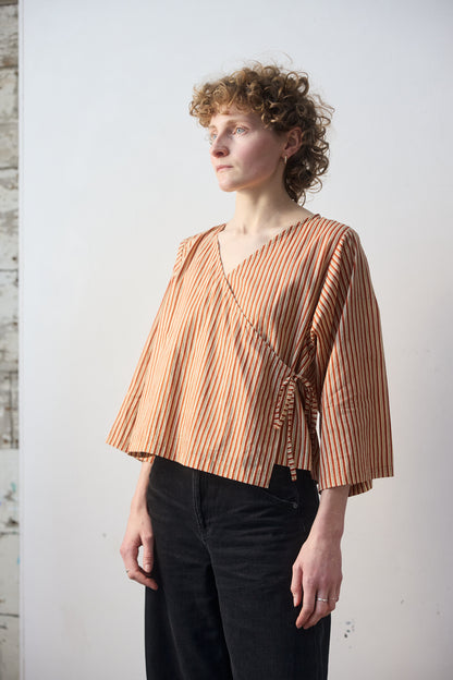 Sol Wrap Top - Crimson Lines