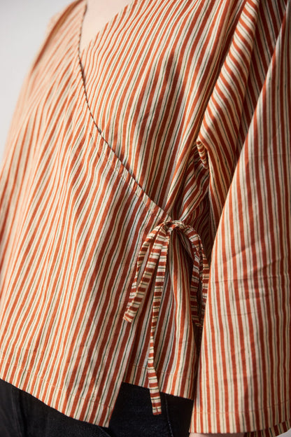 Sol Wrap Top - Crimson Lines