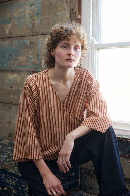 Sol Wrap Top - Crimson Lines