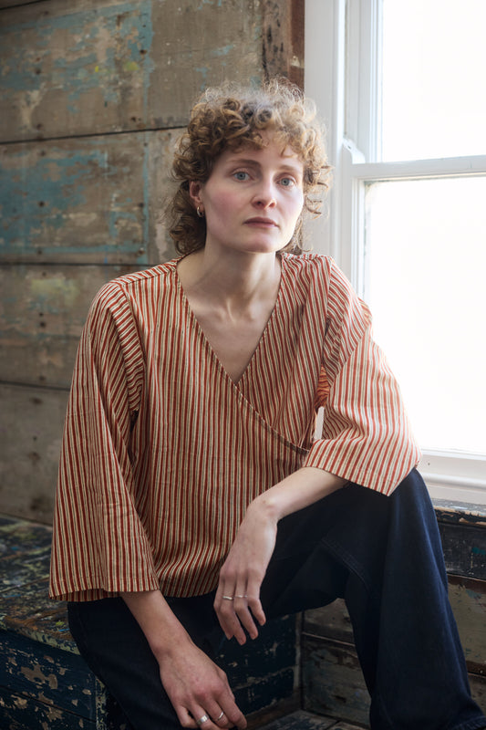 Sol Wrap Top - Crimson Lines