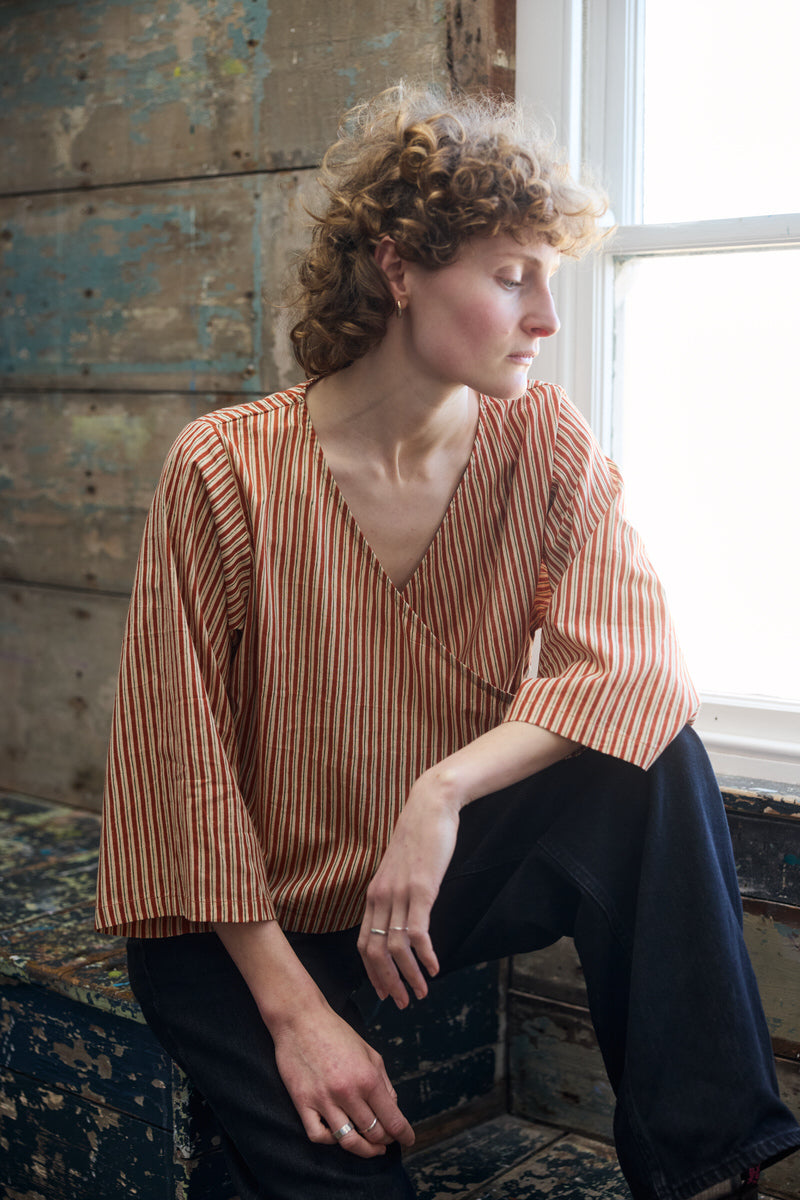 Sol Wrap Top - Crimson Lines