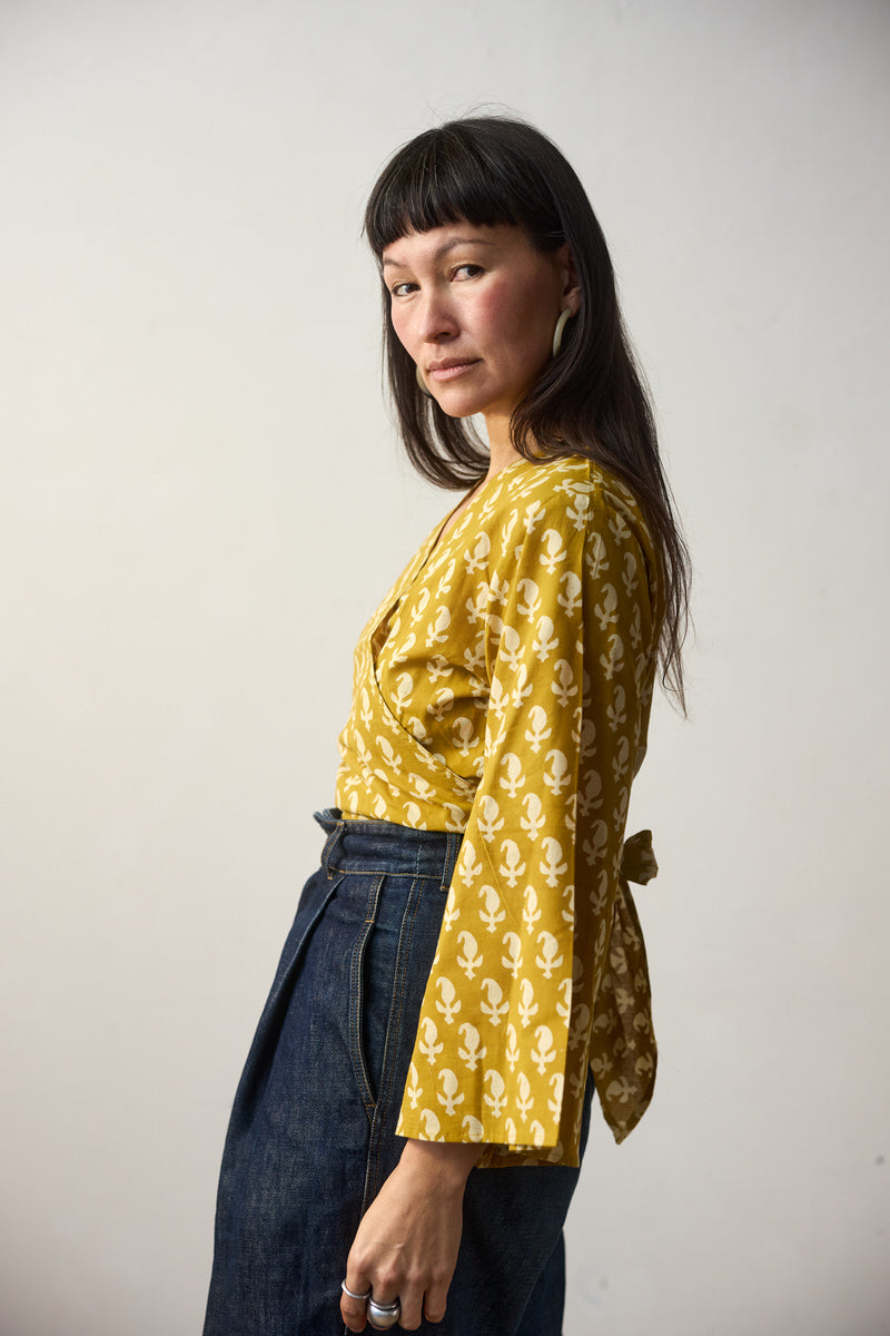 Wrap Top - Ochre Paisley