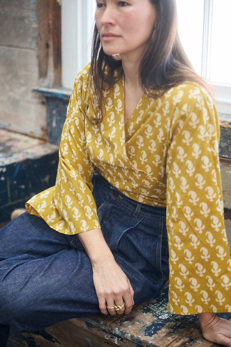 Wrap Top - Ochre Paisley