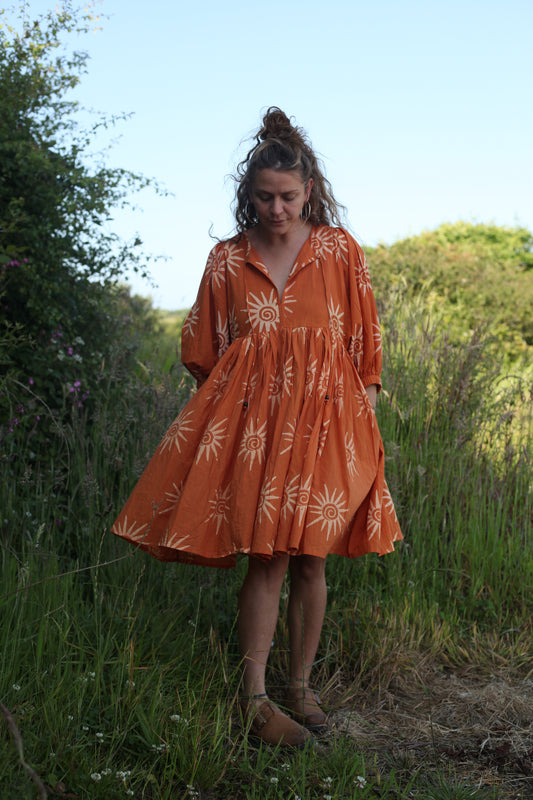 Solara Midi Dress - Sun Swirl Clementine