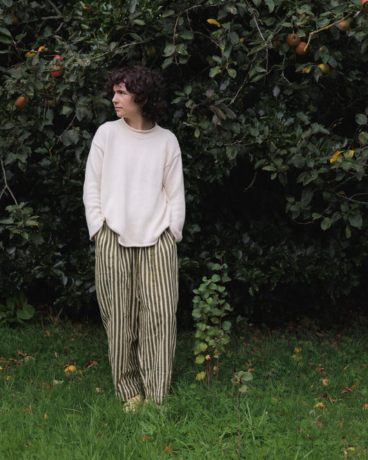 Striped Trousers - Basil Green Stripe