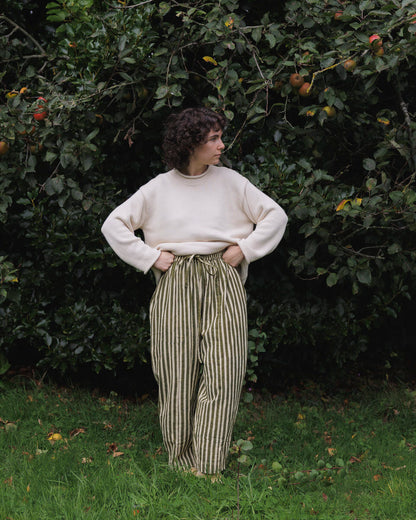 Striped Trousers - Basil Green Stripe