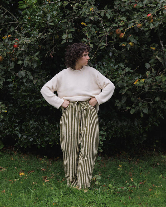 Striped Trousers - Basil Green Stripe