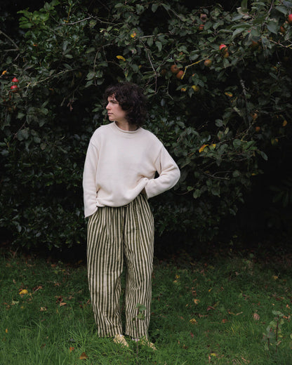Striped Trousers - Basil Green Stripe