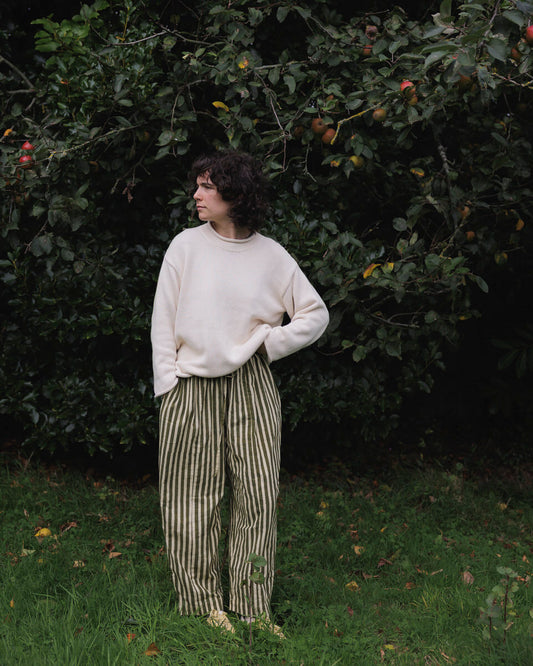 Striped Trousers - Basil Green Stripe