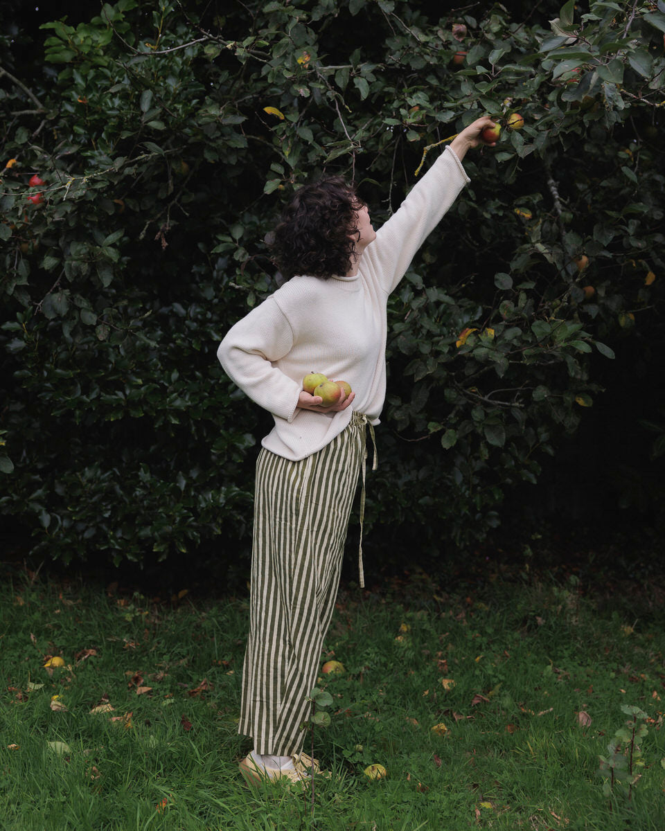 Striped Trousers - Basil Green Stripe