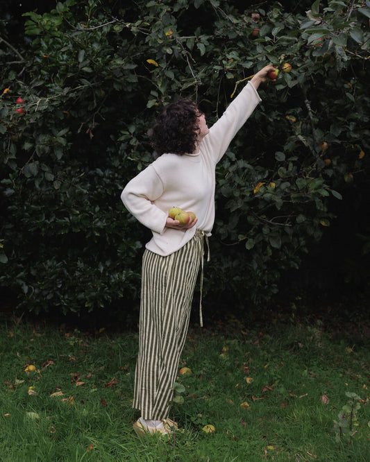 Striped Trousers - Basil Green Stripe