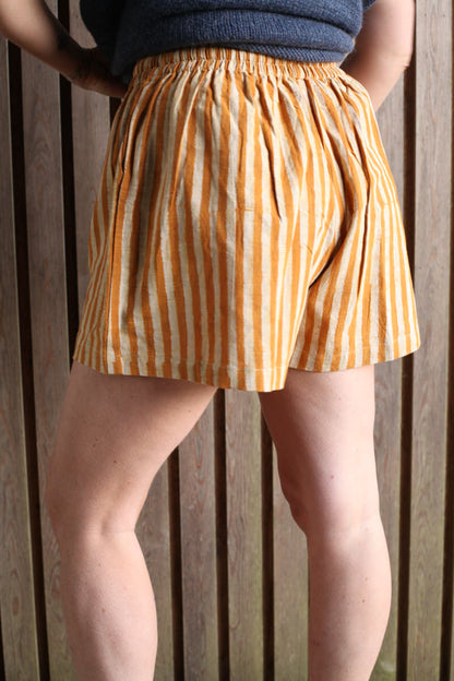 Mia Shorts - Striped Ochre