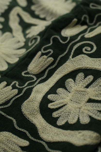 Folk Embroidered Waistcoat - Fern Green