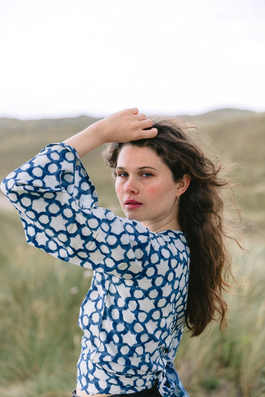 Indigo Wrap Top
