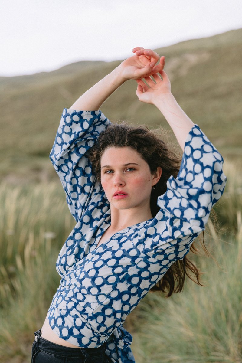 Indigo Wrap Top